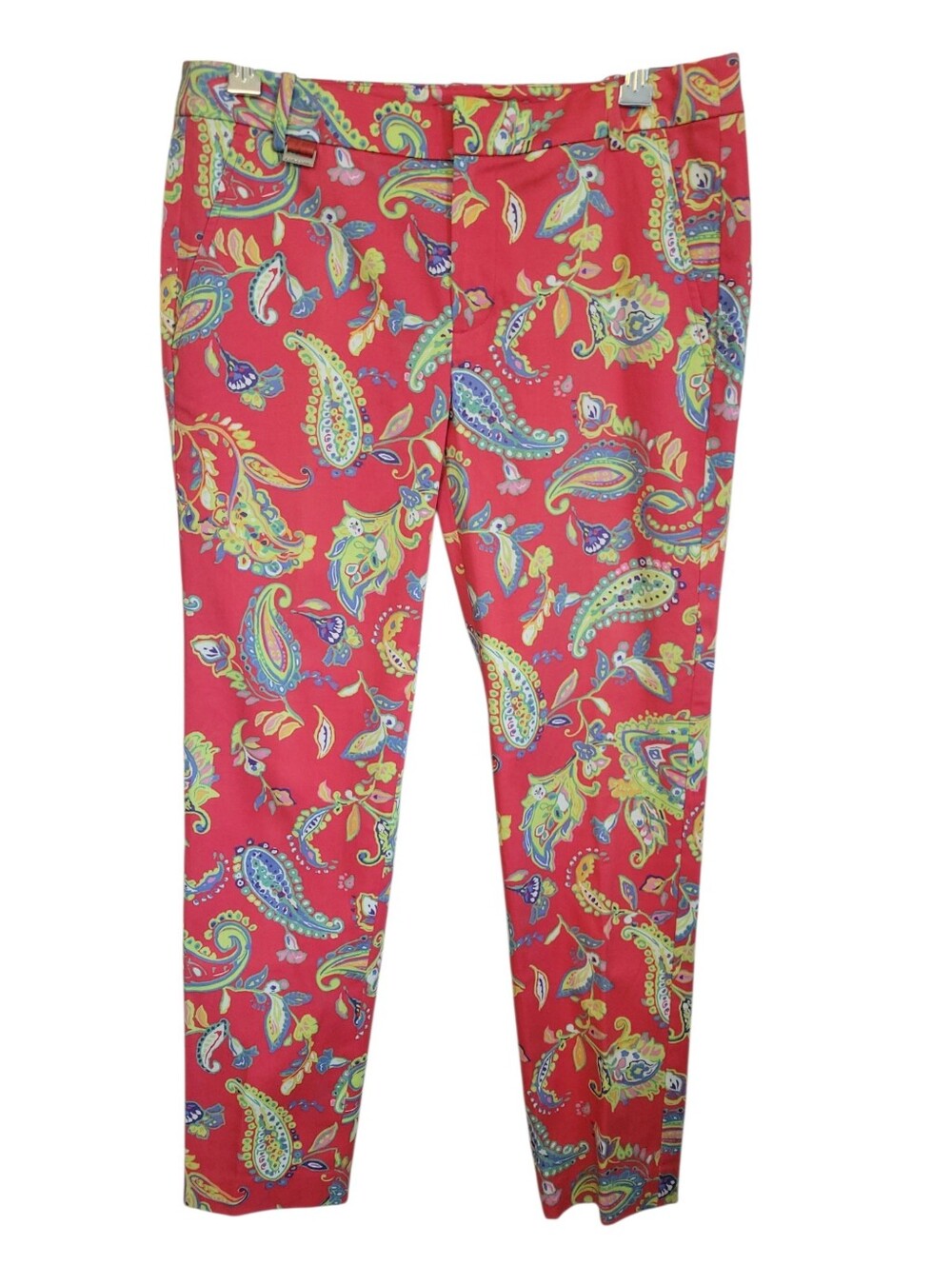 Ralph Lauren Golf Paisley Ankle Pants Size 4 Red Preppy Resort Stretch Crop
